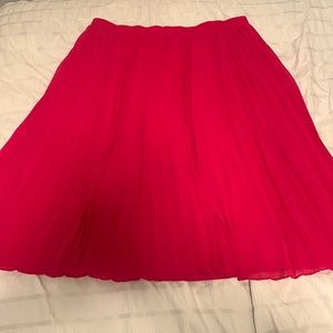 Hot Pink Midi Pleated Skirt